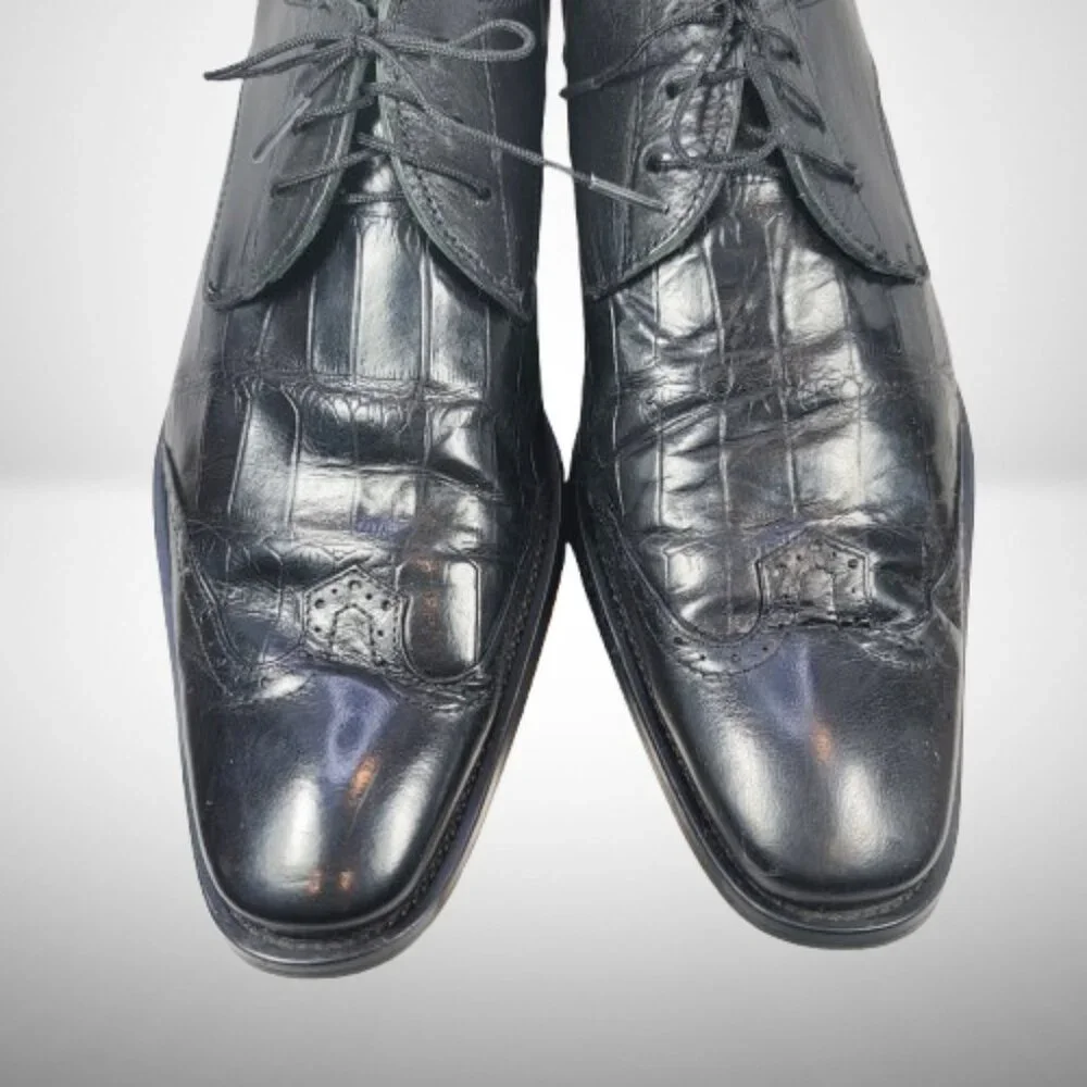 Georgio Armani Men's Derby Croco Leather Shoes - Size: 42 - Picture 3 of 14